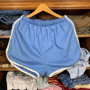 70s Track Running Shorts Light Blue Short Shorts California